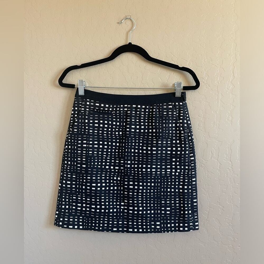 Theory Black & White Grid Print Mini Skirt‎